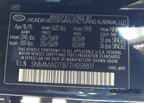 2026 Genesis Gv70 2.5T Select из США, поврежденный, VIN 5NMMADTB7TH038817